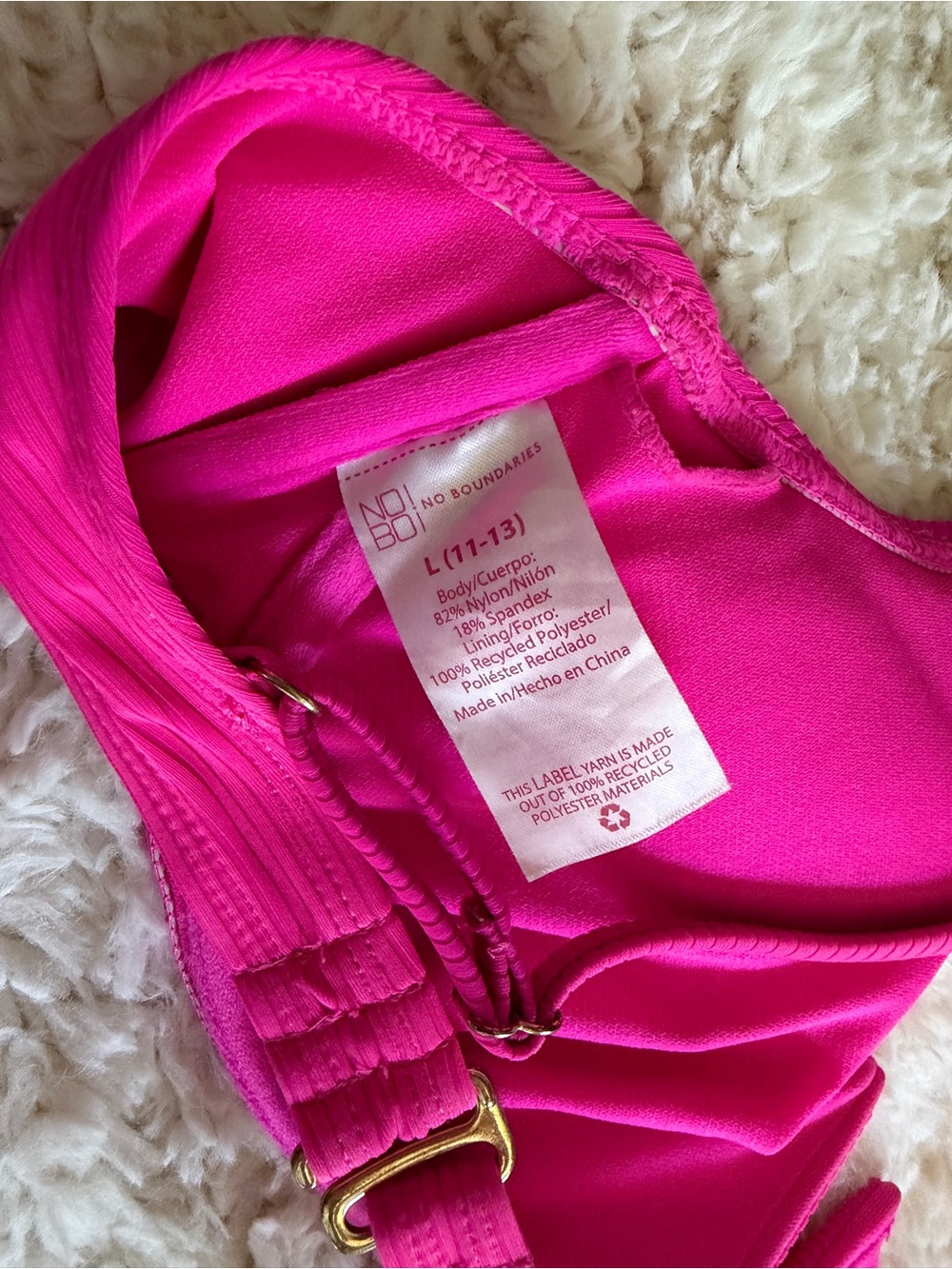 No Boundaries Hot Pink Ribbed Bikini Set - Picture 3 of 3